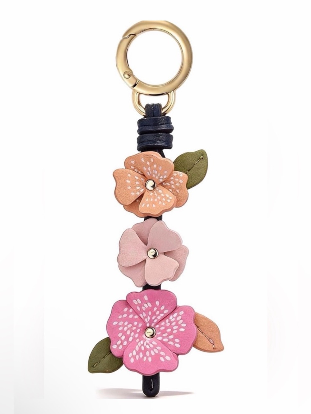 Floral Leather Charm Keyring Bag Charm